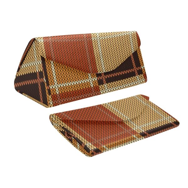 Brown Checker Style Foldable Glasses Case 1