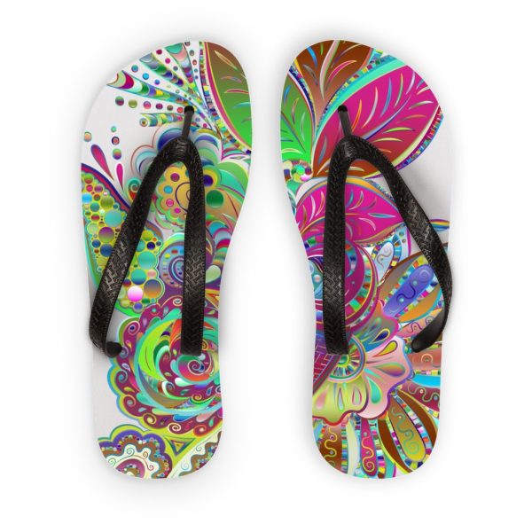 Floral Odyssey Graphic Style Kids Flip Flops 1