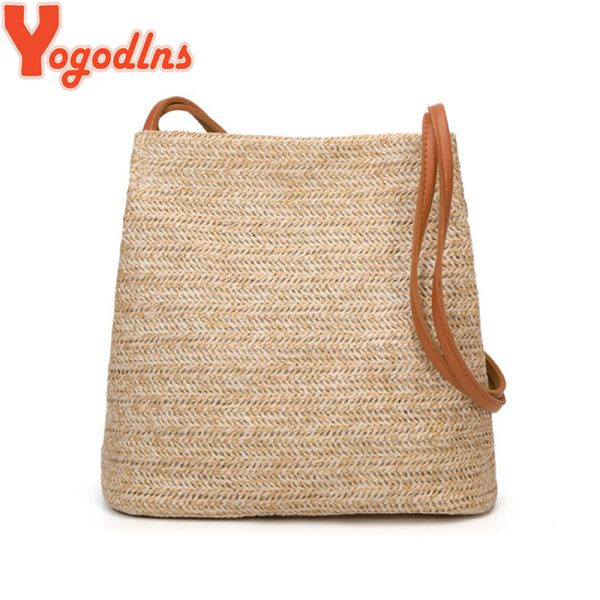 Women Straw Bag Bohemian Rattan Beach Handbag Handmade knitted Crossbody Bucket Bags Summer Tass Tassel 3