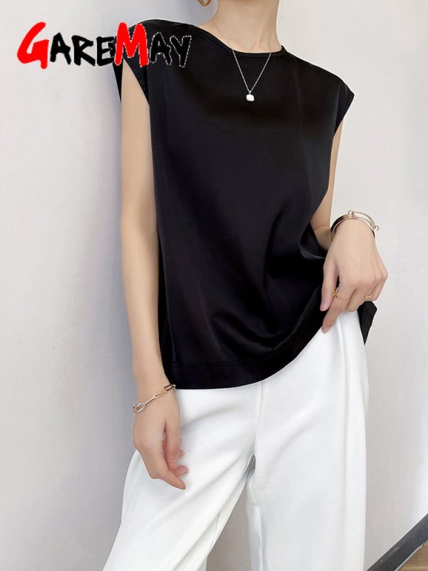Khaki Women's Elegant Blouse Office Tunic Satin Silk Blouse Basic Tops White Summer Chiffon Blouses for Women 2022 3
