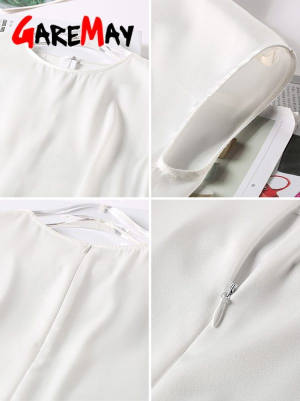 Khaki Women's Elegant Blouse Office Tunic Satin Silk Blouse Basic Tops White Summer Chiffon Blouses for Women 2022 6