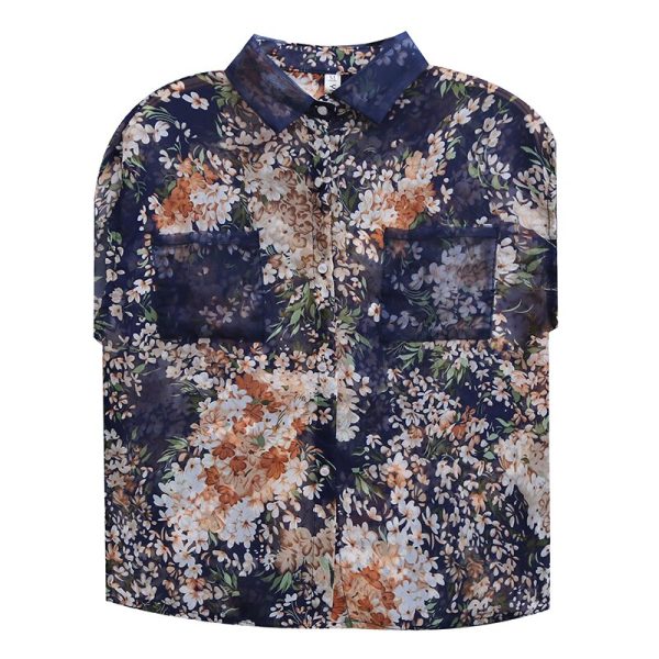 Summer Blouse Sleeveless Shirts Women Vintage Floral Print Blouses Ladies Tops Blouse Mujer Casual Chiffon shirt 10225 6
