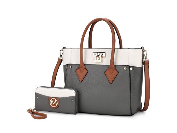 MKF Collection Brynlee Color-Block Vegan Leather Women's Tote Bag with Wallet– 2 pieces by Mia k