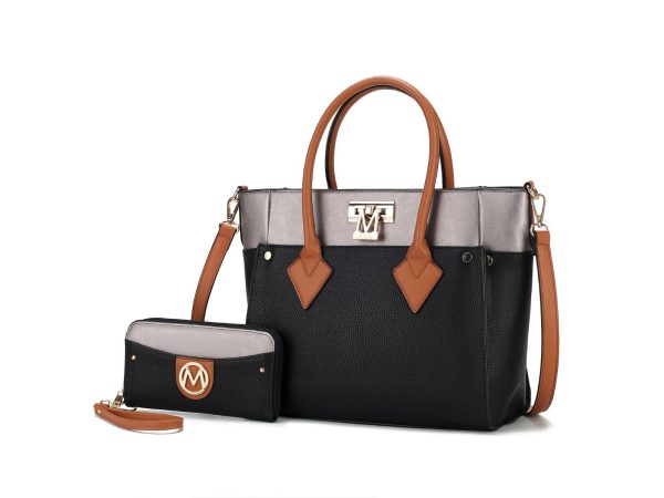 MKF Collection Brynlee Color-Block Vegan Leather Women's Tote Bag with Wallet– 2 pieces by Mia k