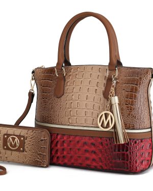MKF Collection Autumn Crocodile Skin Tote Handbag with Wallet by Mia k