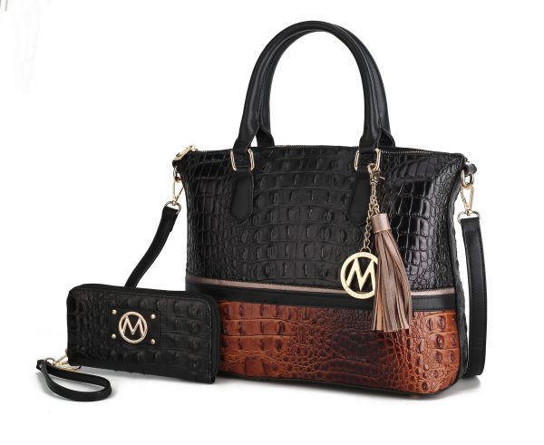 MKF Collection Autumn Crocodile Skin Tote Handbag with Wallet by Mia k