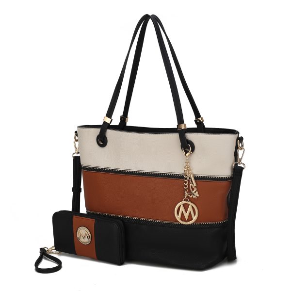 MKF Collection Vallie Color-Block Vegan Leather Women Tote Bag with Matching Wallet by Mia K