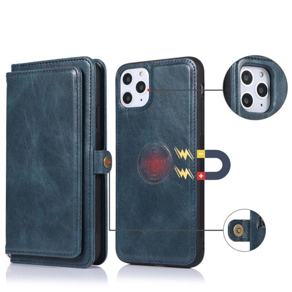 Vegan Leather Magnetic Card Holder Wallet Case with Strap for iPhone X to 14 Series 19
