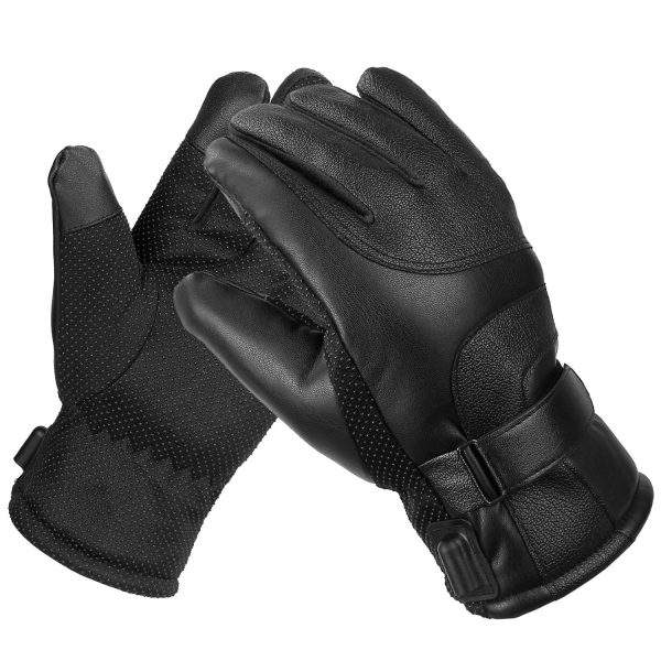 Electric Heated Gloves USB Plug Touchscreen Thermal Gloves Leather Windproof Winter Hands Warmer Unisex 11