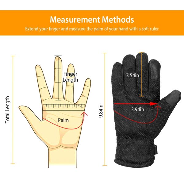 Electric Heated Gloves USB Plug Touchscreen Thermal Gloves Leather Windproof Winter Hands Warmer Unisex 3