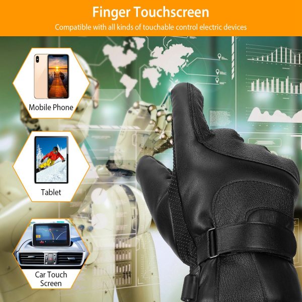 Electric Heated Gloves USB Plug Touchscreen Thermal Gloves Leather Windproof Winter Hands Warmer Unisex 5