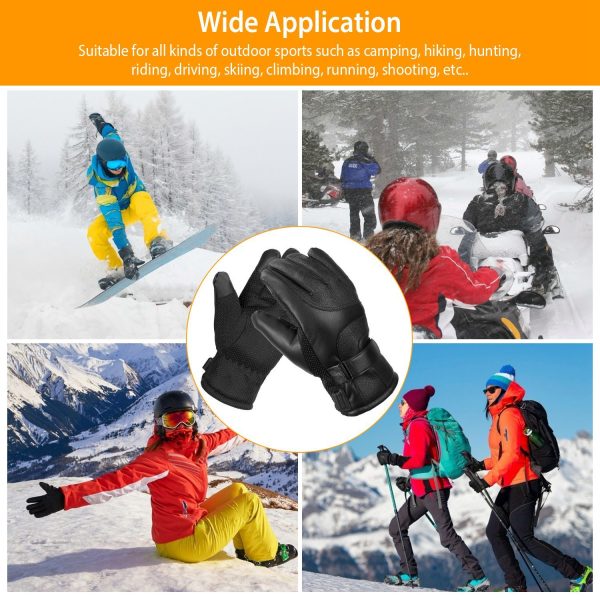 Electric Heated Gloves USB Plug Touchscreen Thermal Gloves Leather Windproof Winter Hands Warmer Unisex 6