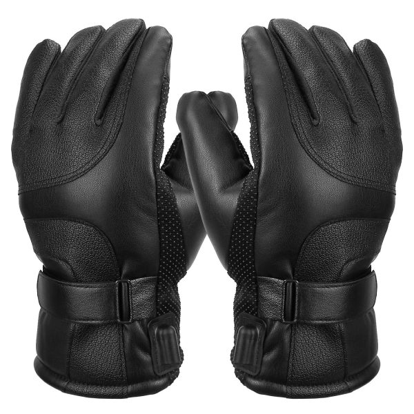 Electric Heated Gloves USB Plug Touchscreen Thermal Gloves Leather Windproof Winter Hands Warmer Unisex 10
