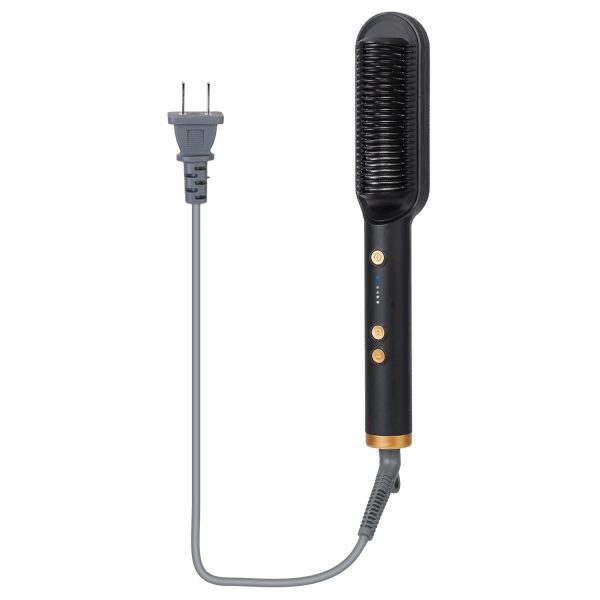 Electric Hair Straightener Brush Straightening Curler Brush Hot Comb 5 Temperature Adjustment 10S Fast Heating 12