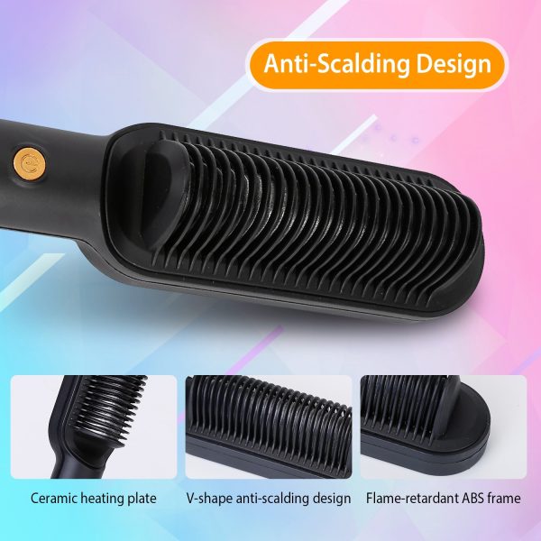 Electric Hair Straightener Brush Straightening Curler Brush Hot Comb 5 Temperature Adjustment 10S Fast Heating 4