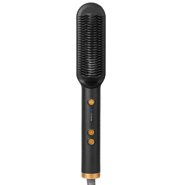 Electric Hair Straightener Brush Straightening Curler Brush Hot Comb 5 Temperature Adjustment 10S Fast Heating 9
