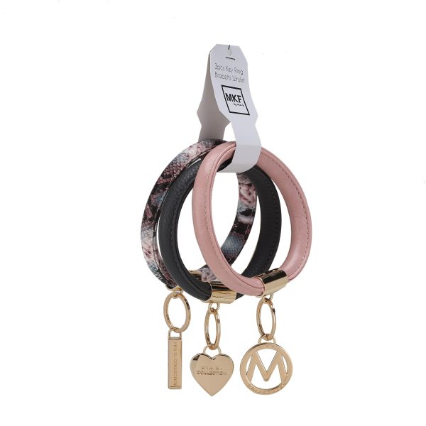 MKF Collection Jasmine Vegan Leather Women Bangle Wristlet Keychain set by Mia K