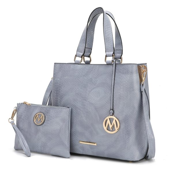 MKF Collection Beryl Snake embossed Vegan Leather Women Tote Bag with Wristlet by Mia k