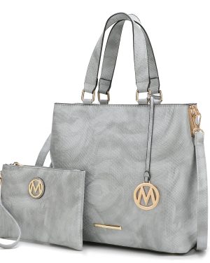 MKF Collection Beryl Snake embossed Vegan Leather Women Tote Bag with Wristlet by Mia k
