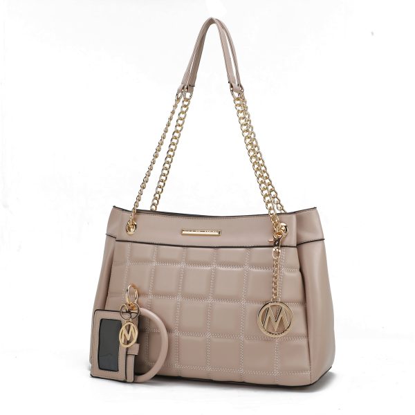 MKF Collection Mabel Quilted Vegan Leather Women shoulder Bag with Bracelet Keychain with a Credit Card Holder by Mia K