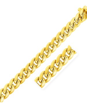 11mm 14k Yellow Gold Semi Solid Miami Cuban Bracelet