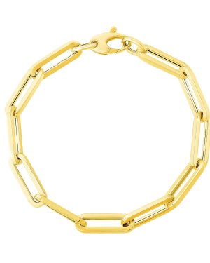14K Yellow Gold Extra Wide Paperclip Chain Bracelet