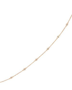 14k Rose Gold 7 inch Bracelet with Diamond Stations