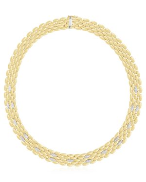 14k Two Tone Gold High Polish Diamond Panther Necklace (12mm)