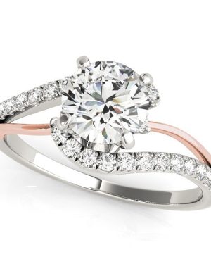 14k White And Rose Gold Bypass Shank Diamond Engagement Ring (1 1/3 cttw)