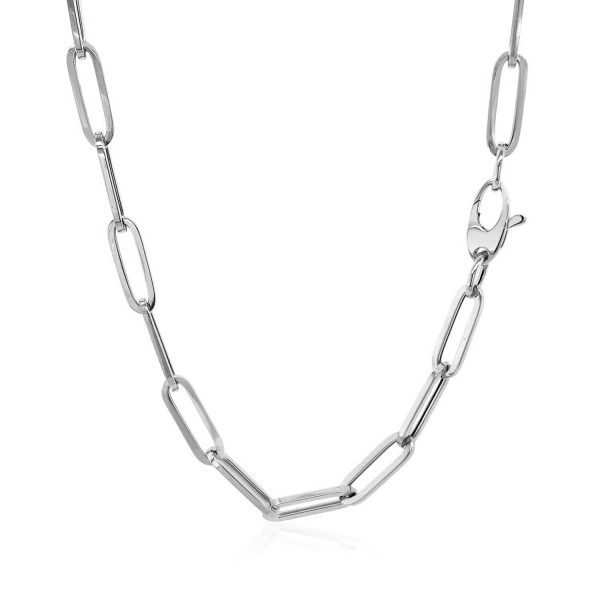 14k White Gold Bold Paperclip Chain (4.2 mm) 2