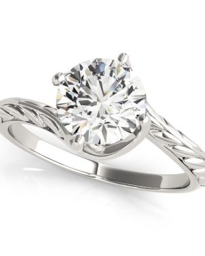 14k White Gold Bypass Round Solitaire Diamond Engagement Ring (1 cttw)