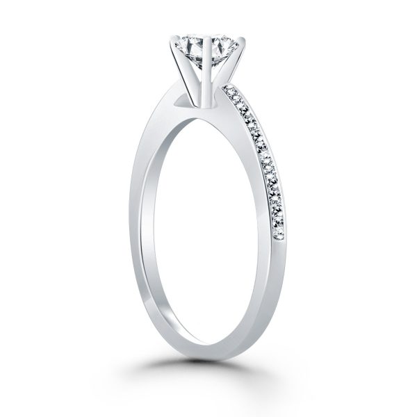 14k White Gold Channel Set Cathedral Engagement Ring 2