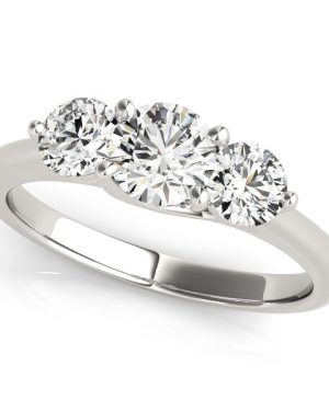 14k White Gold Classic 3 Stone Round Diamond Engagement Ring (1 cttw)