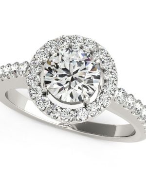 14k White Gold Classic with Pave Halo Diamond Engagement Ring (1 1/2 cttw)