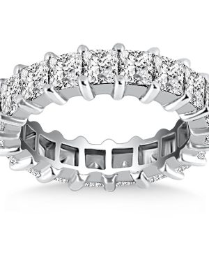 14k White Gold Common Prong Princess Cut Diamond Eternity Ring