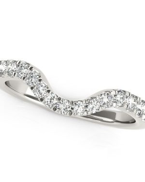 14k White Gold Curved Style Wedding Ring with Diamonds (1/3 cttw)