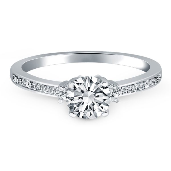 14k White Gold Diamond Accent Engagement Ring 1