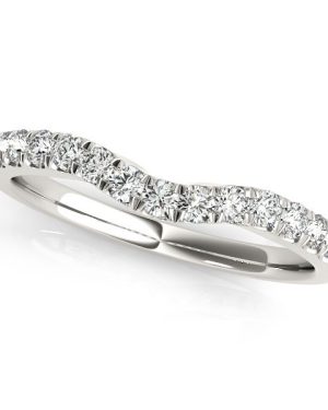 14k White Gold Diamond Curved Design Wedding Band (1/4 cttw)