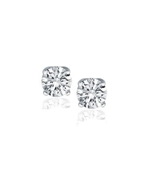 14k White Gold Diamond Four Prong Stud Earrings (1/2 cttw)