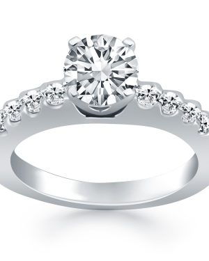 14k White Gold Diamond Micro Prong Cathedral Engagement Ring