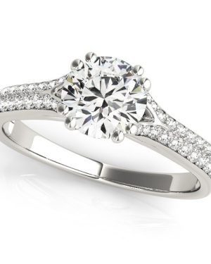 14k White Gold Double Prong Multirow Band Diamond Engagement Ring (1 1/8 cttw)