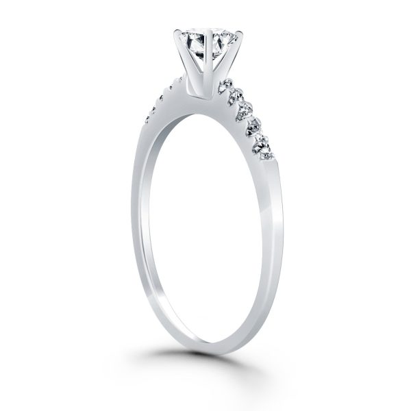 14k White Gold Engagement Ring with Diamond Band Design 1