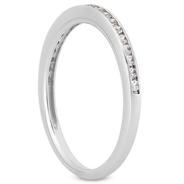 14k White Gold Slim Profile Diamond Channel Set Wedding Ring Band 1