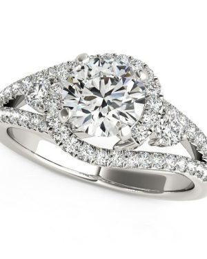 14k White Gold Split Shank Halo Bypass Diamond Engagement Ring (1 3/4 cttw)