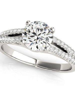 14k White Gold Split Shank Round Diamond Engagement Ring (1 1/8 cttw)