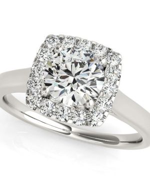 14k White Gold Square Shape Border Diamond Engagement Ring (1 1/3 cttw)