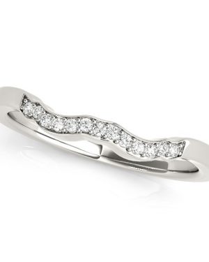 14k White Gold Wavy Style Diamond Wedding Ring (1/15 cttw)