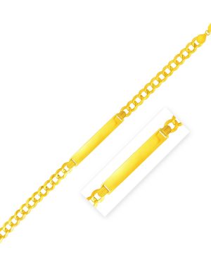 14k Yellow Gold 8 1/2 inch Mens Narrow Curb Chain ID Bracelet