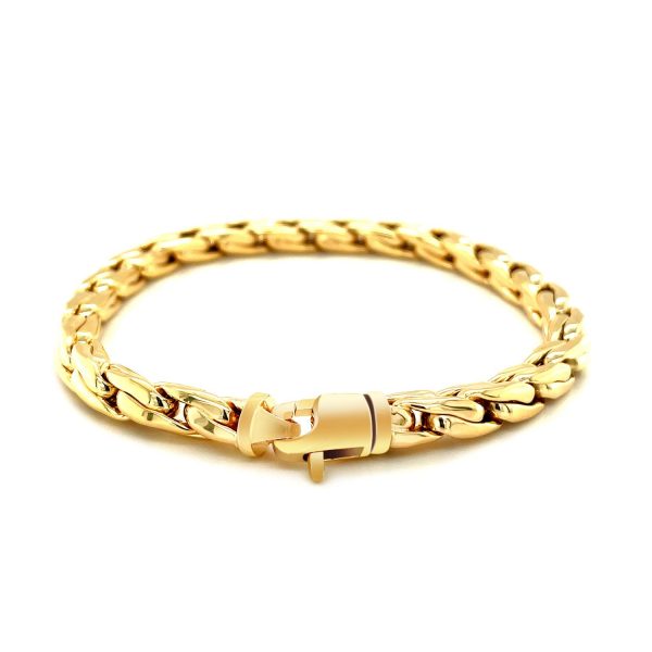 14k Yellow Gold 8 1/2 inch Mens Polished Narrow Rounded Link Bracelet 2