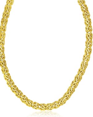 14k Yellow Gold Byzantine Design Stylish Necklace